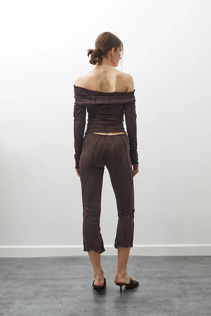 Mid-Calf Flared Pants Chocolate - Image 10
