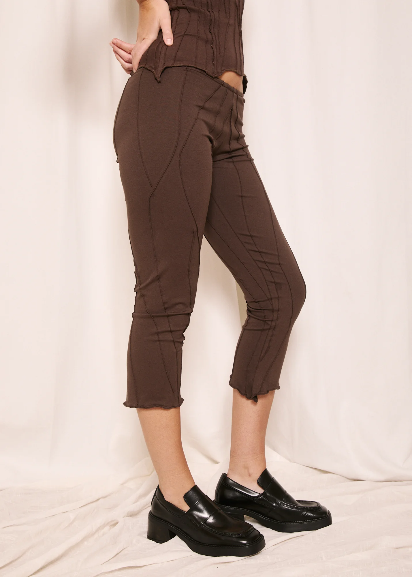 Mid-Calf Flared Pants Chocolate - Image 3