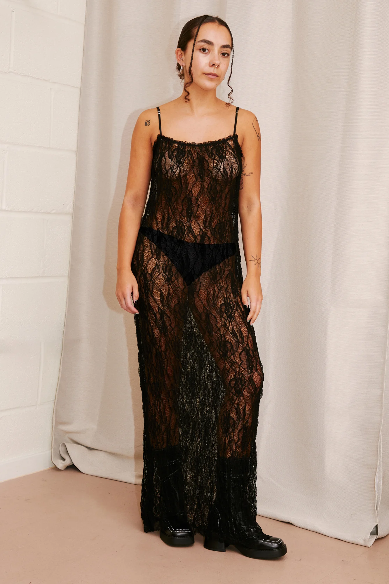Giulia Black Lace Long Dress