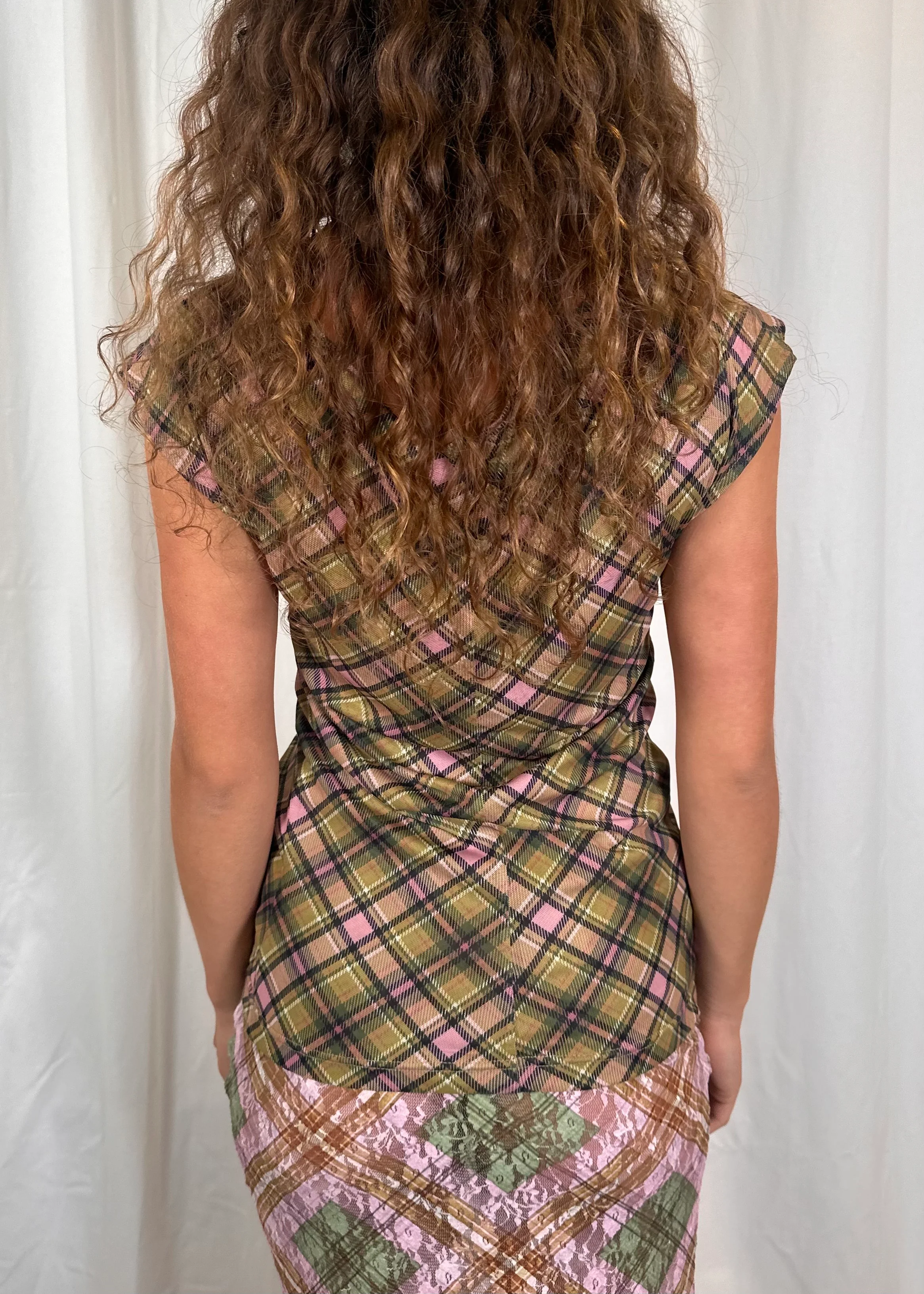 Plaid Mesh Star Cutout T-shirt - Image 7