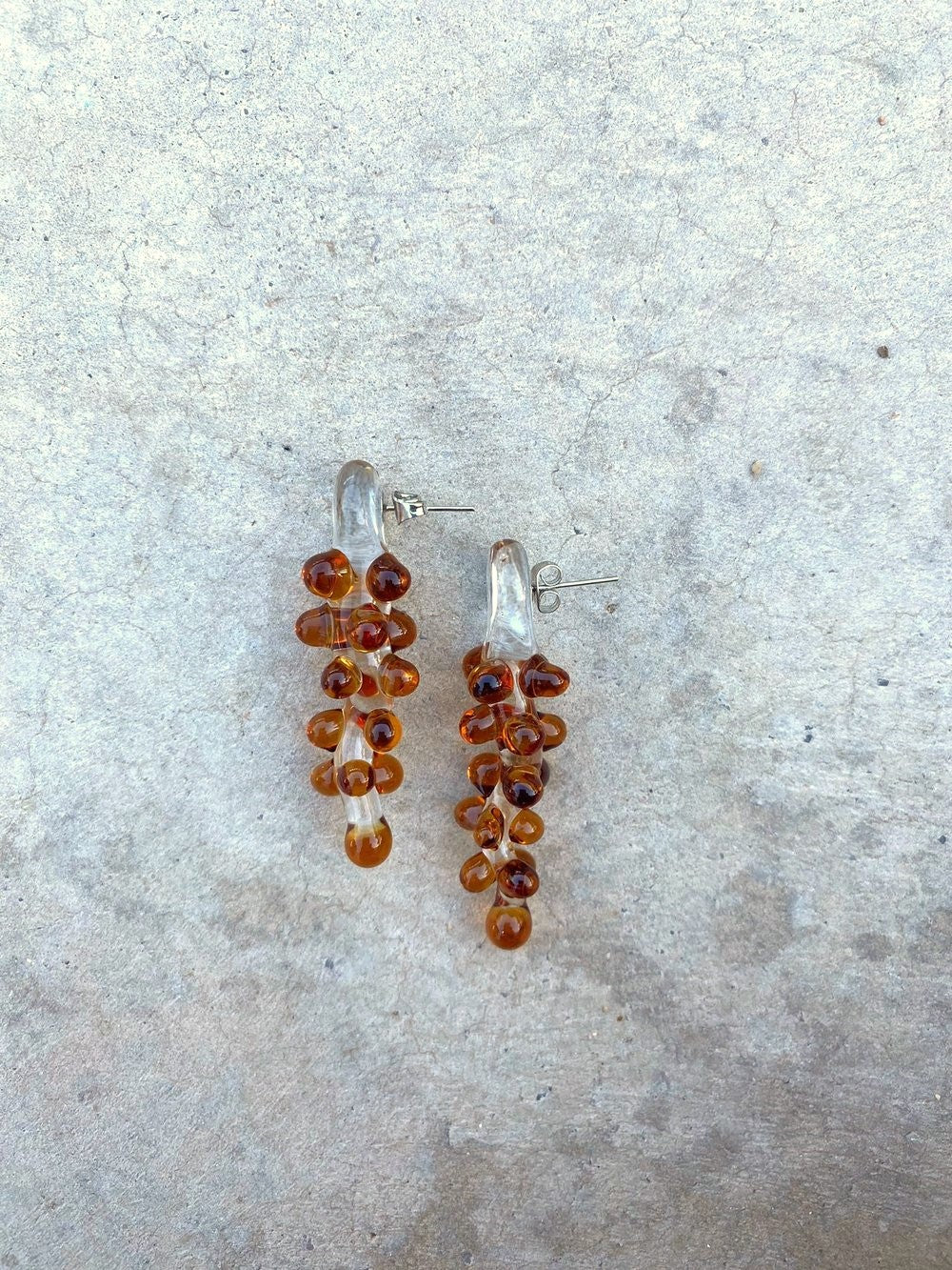 Posedonia Clear and Amber Earrings
