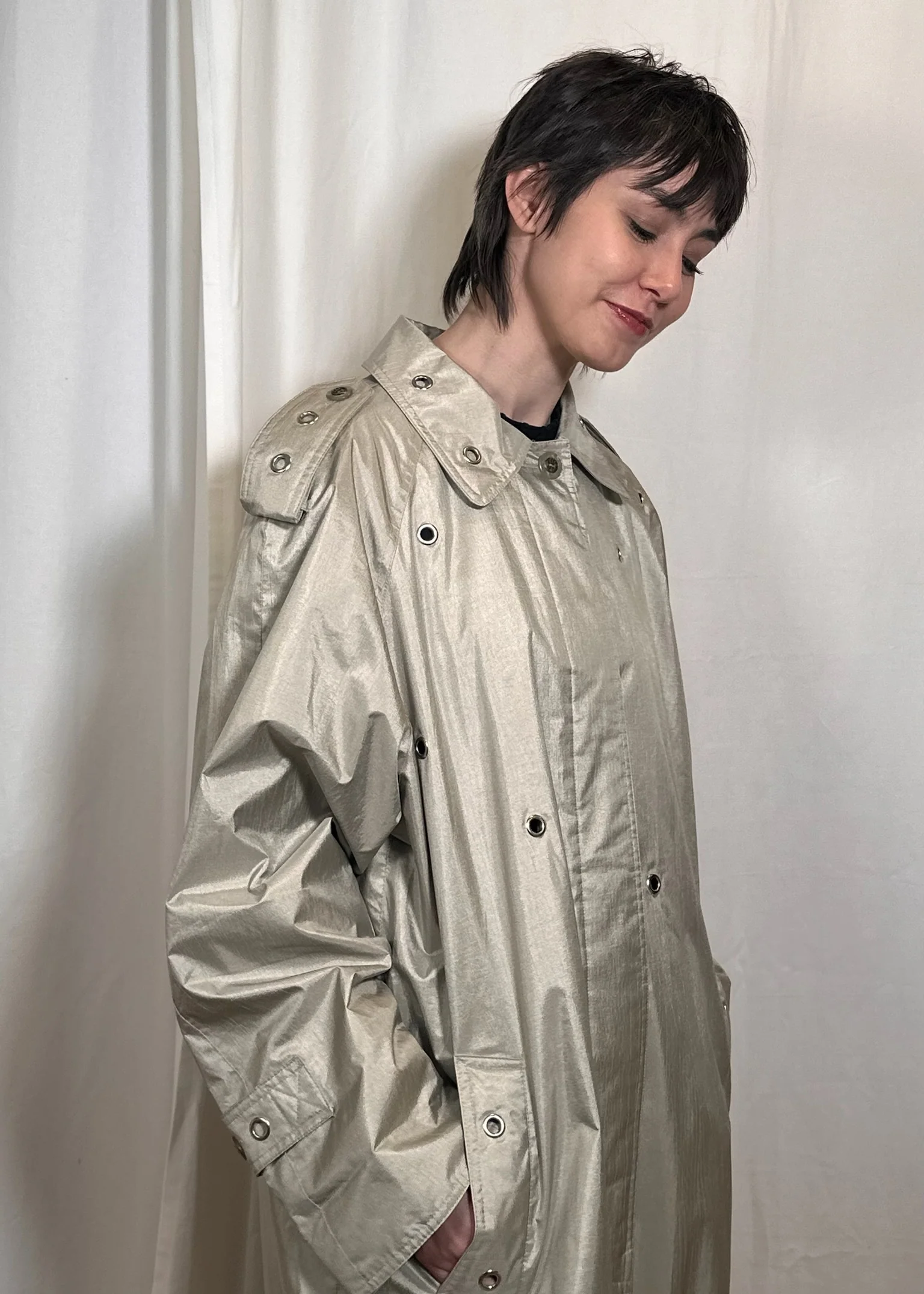 Silver Eyelet Trench - Image 2