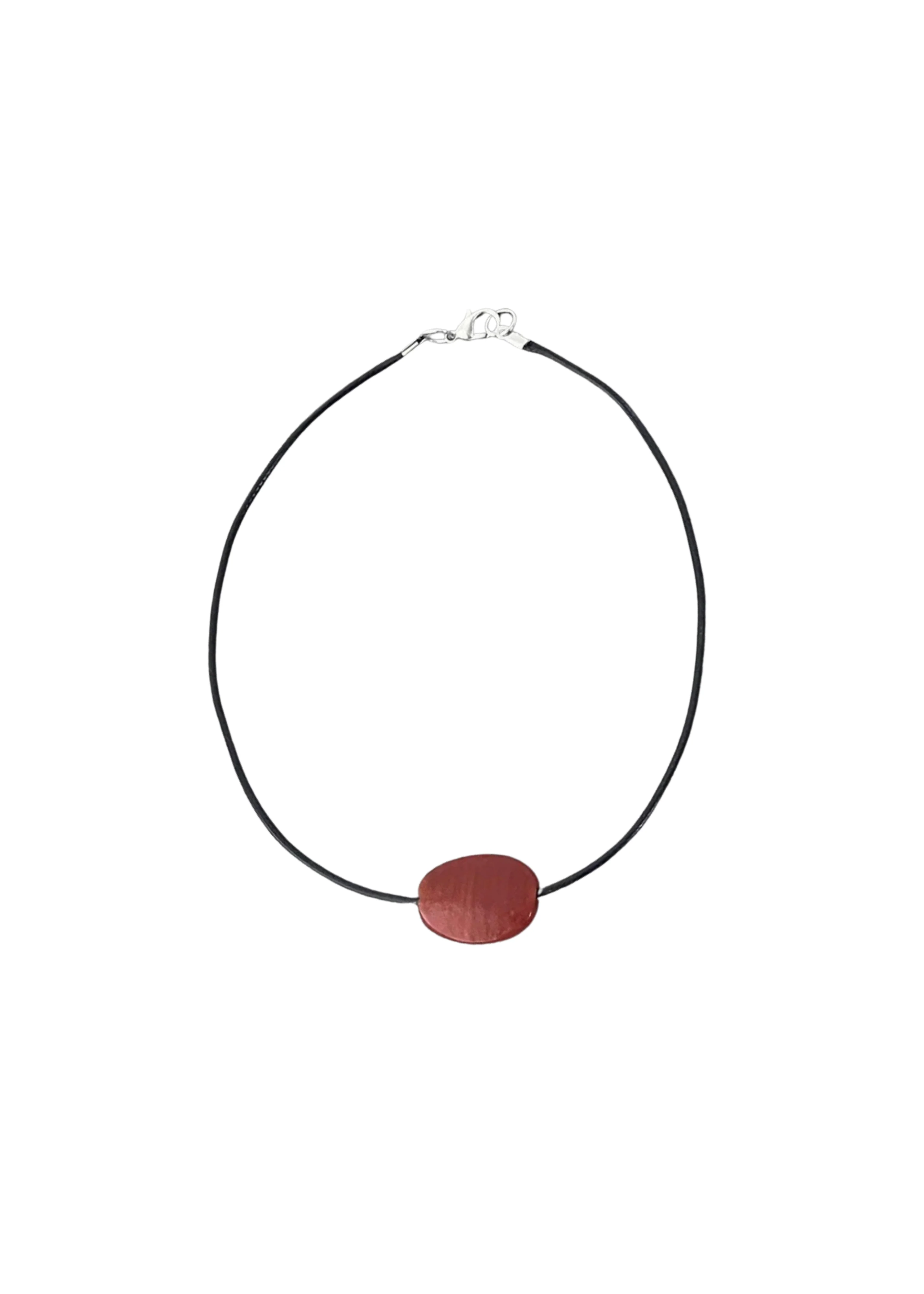 Small Red Glass Oval Necklace - Image 4