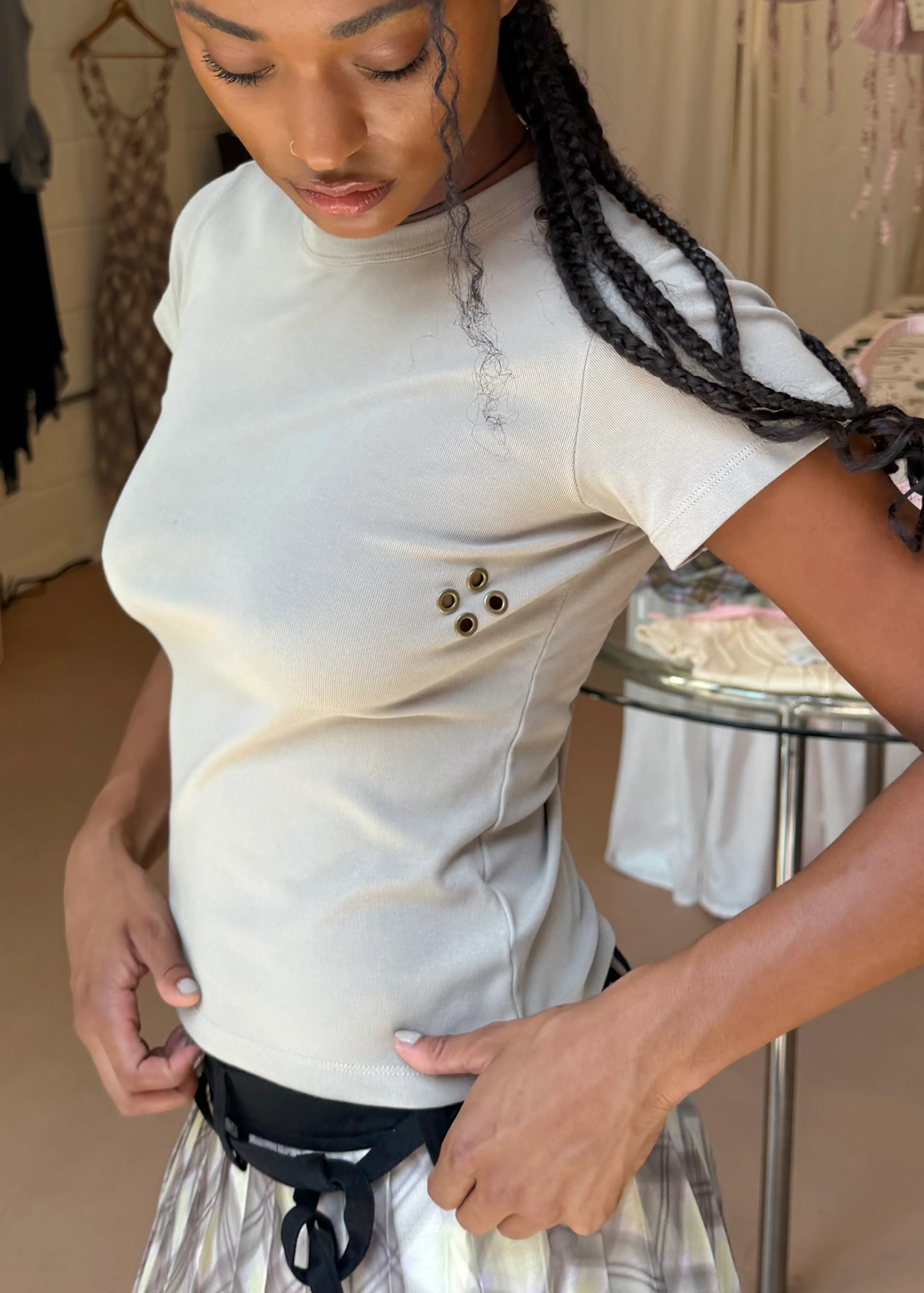 Stud T Shirt Sand - Image 2
