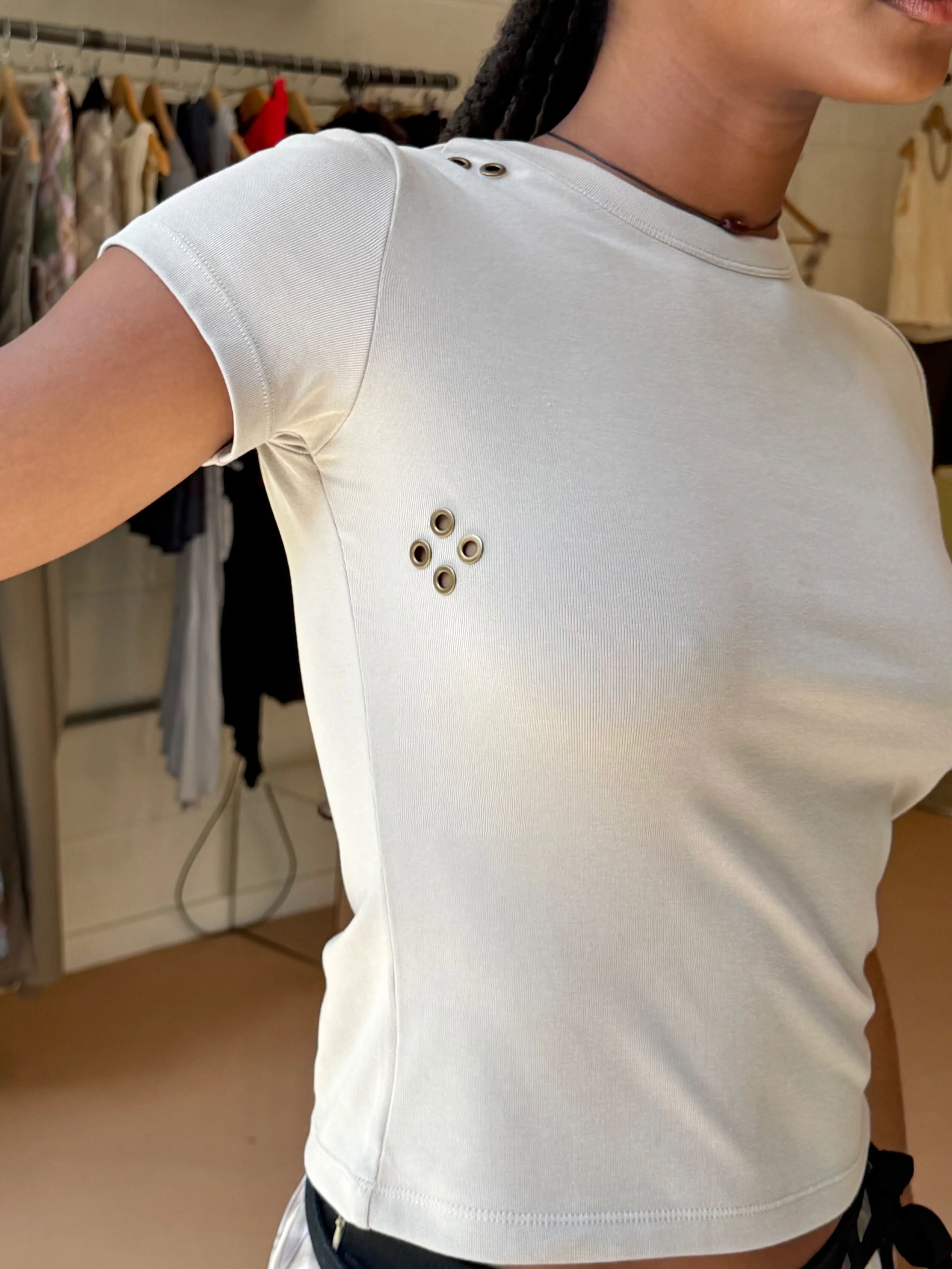 Stud T Shirt Sand - Image 3