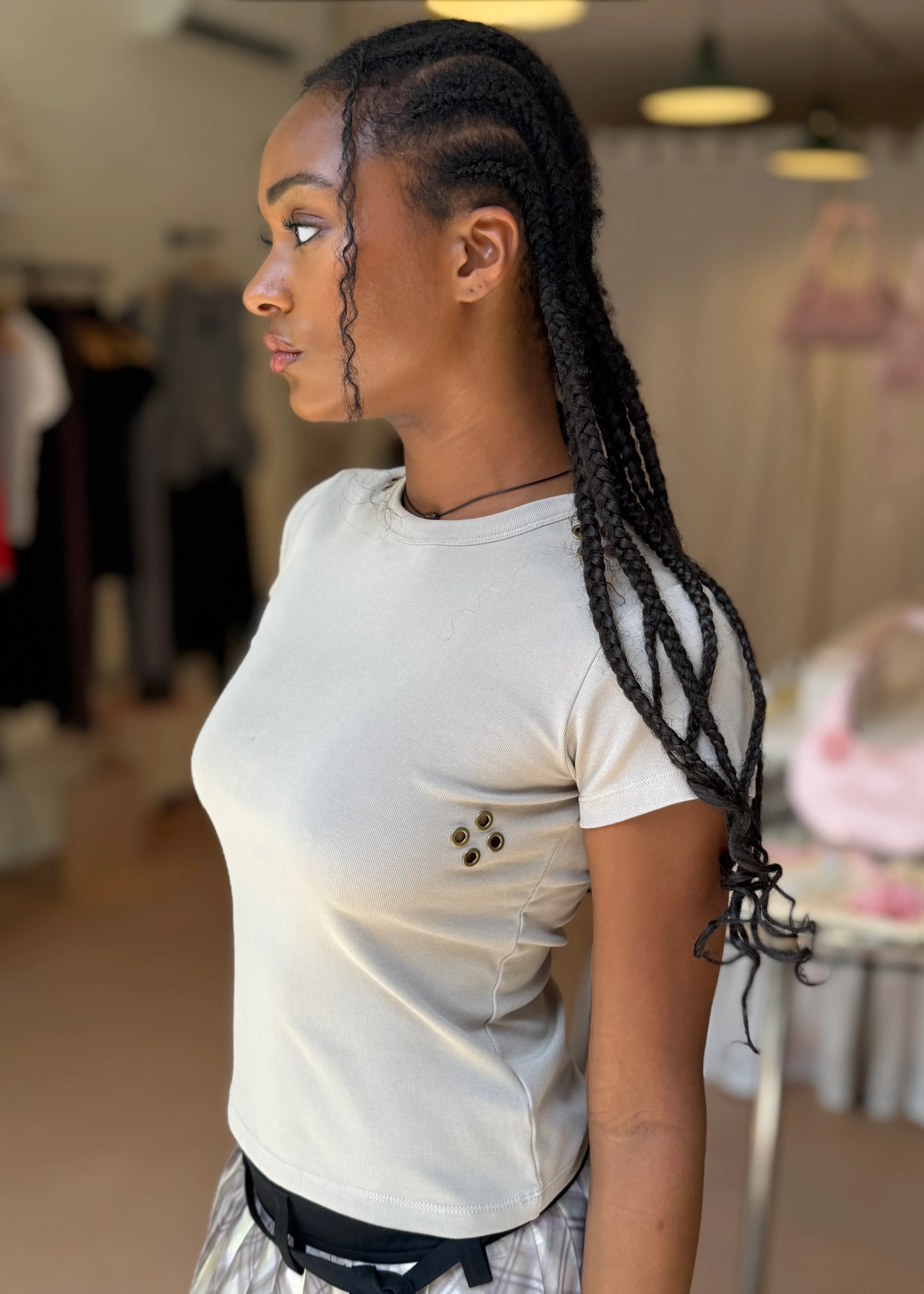 Stud T Shirt Sand - Image 4