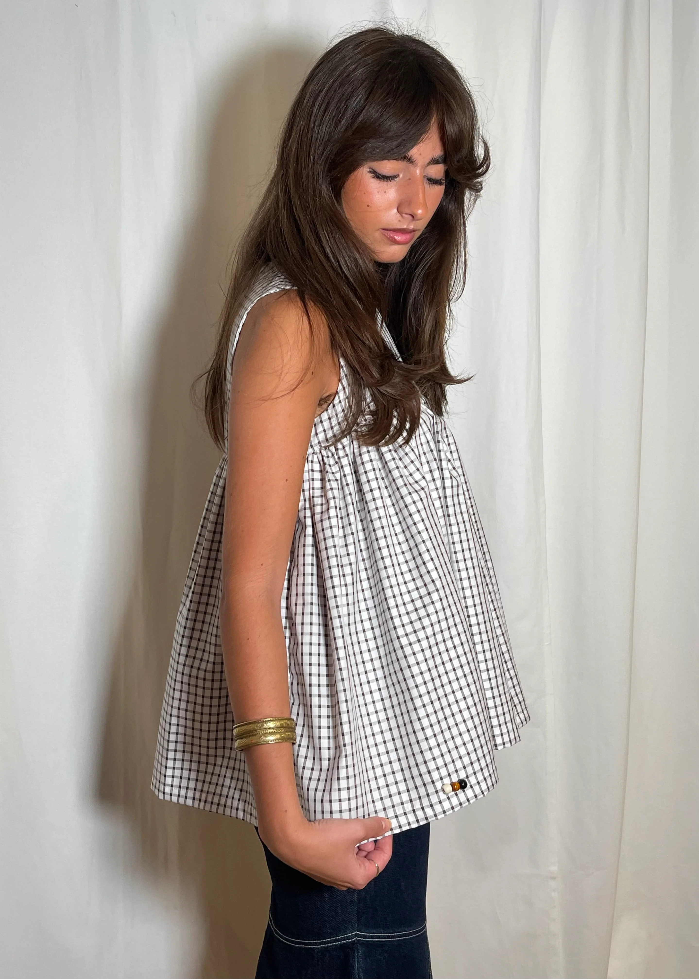 Thrills Top Brown Check - Image 4