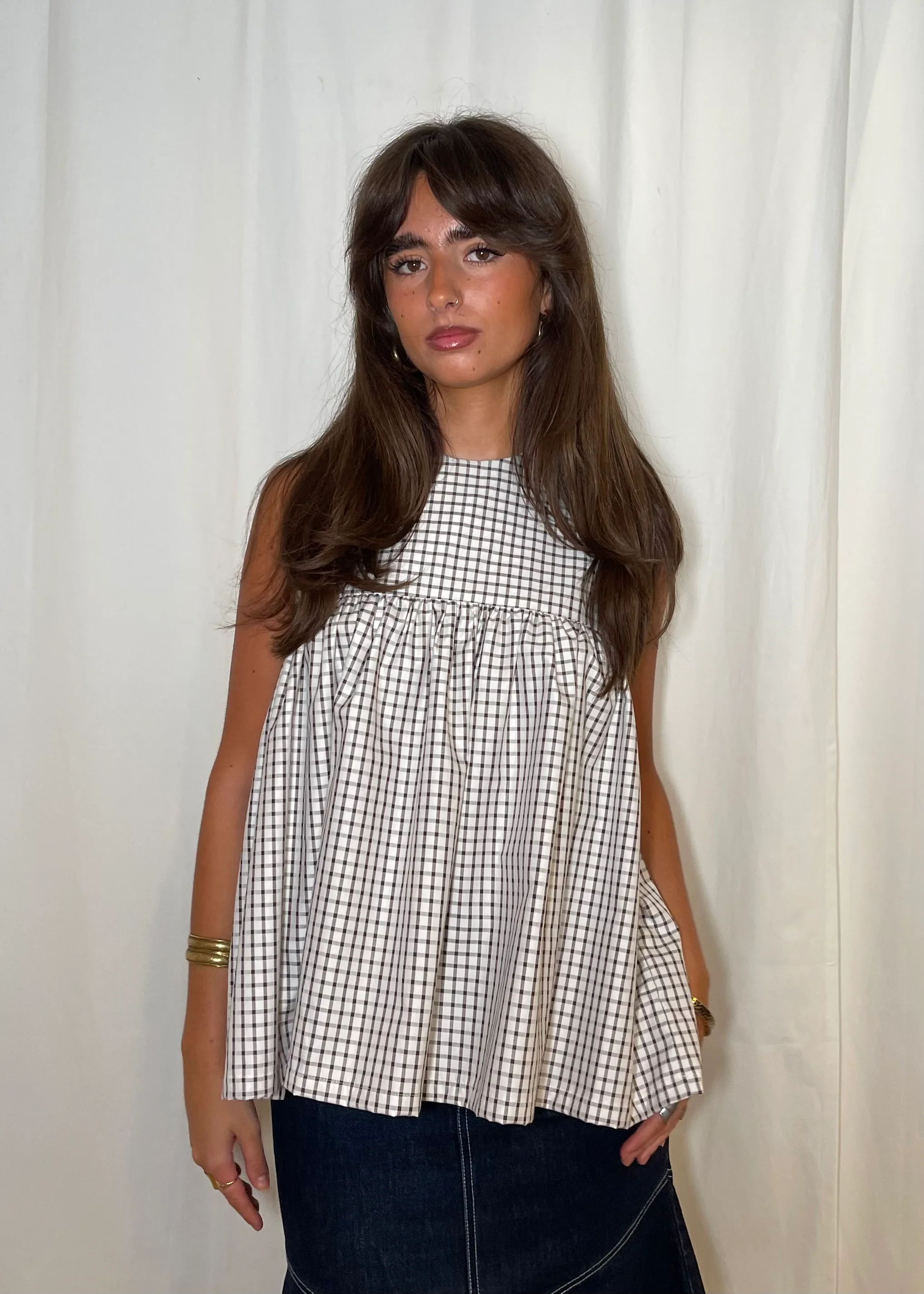 Thrills Top Brown Check - Image 6