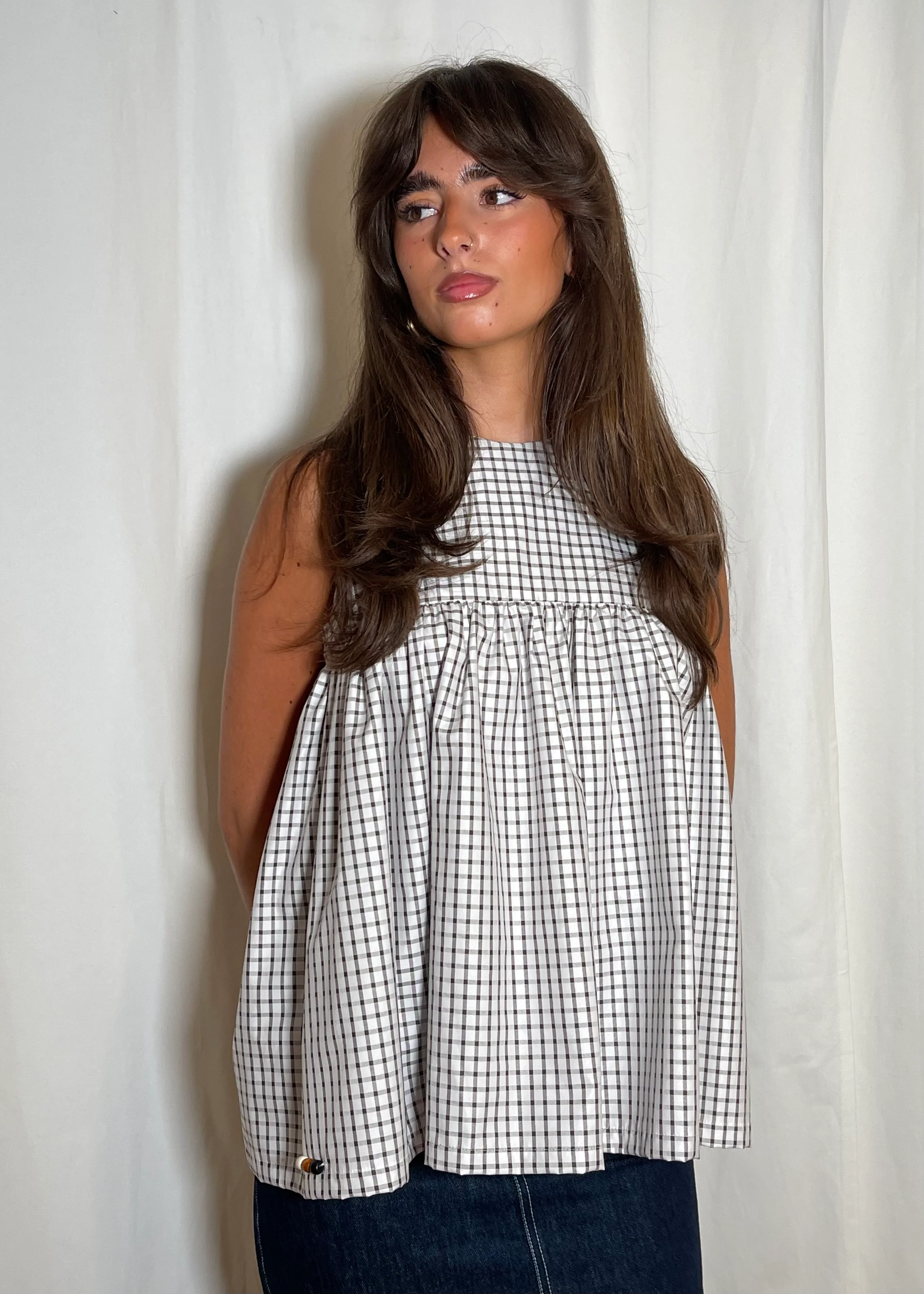 Thrills Top Brown Check - Image 8
