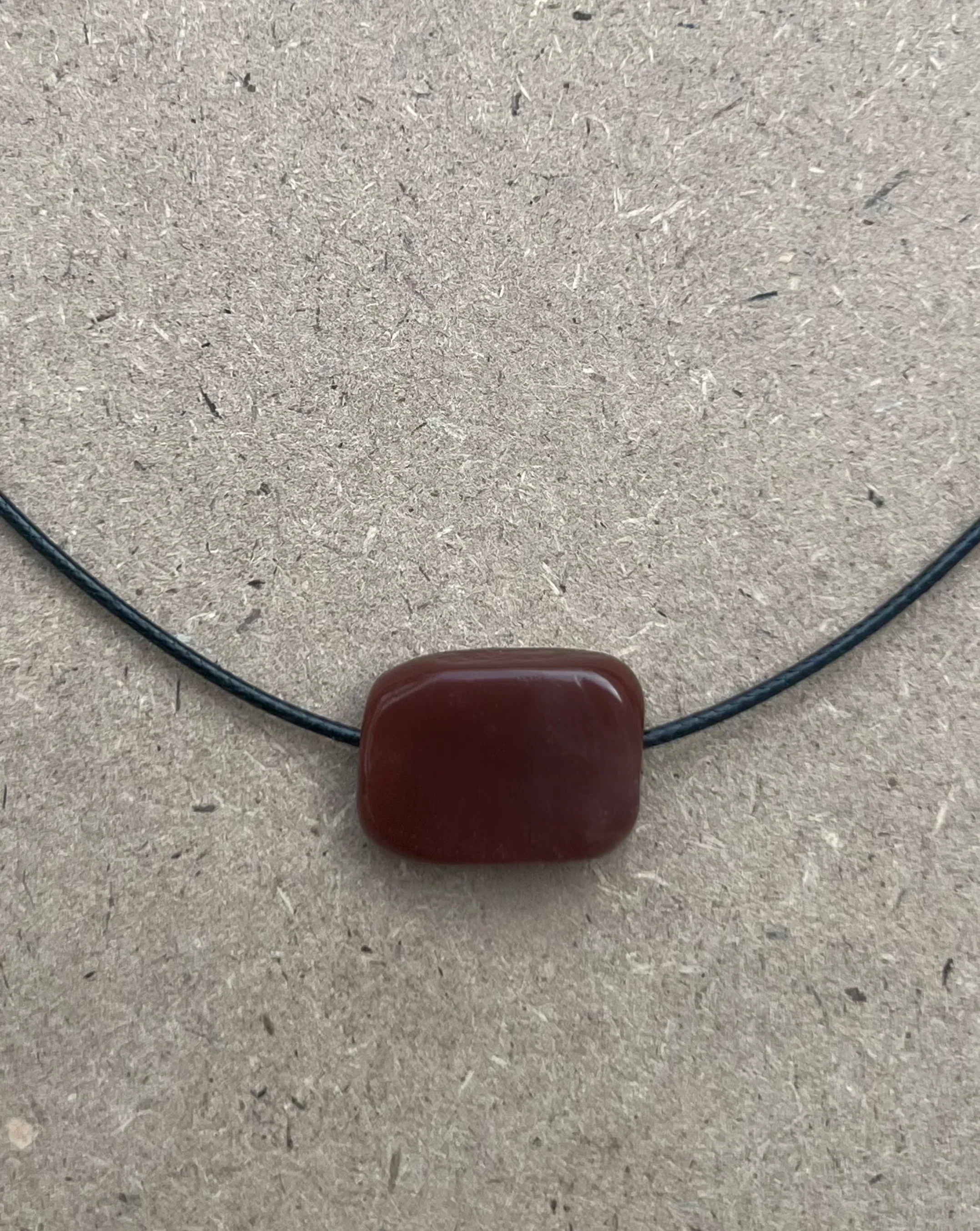 Tiny Brown Glass Rectangle Necklace - Image 2