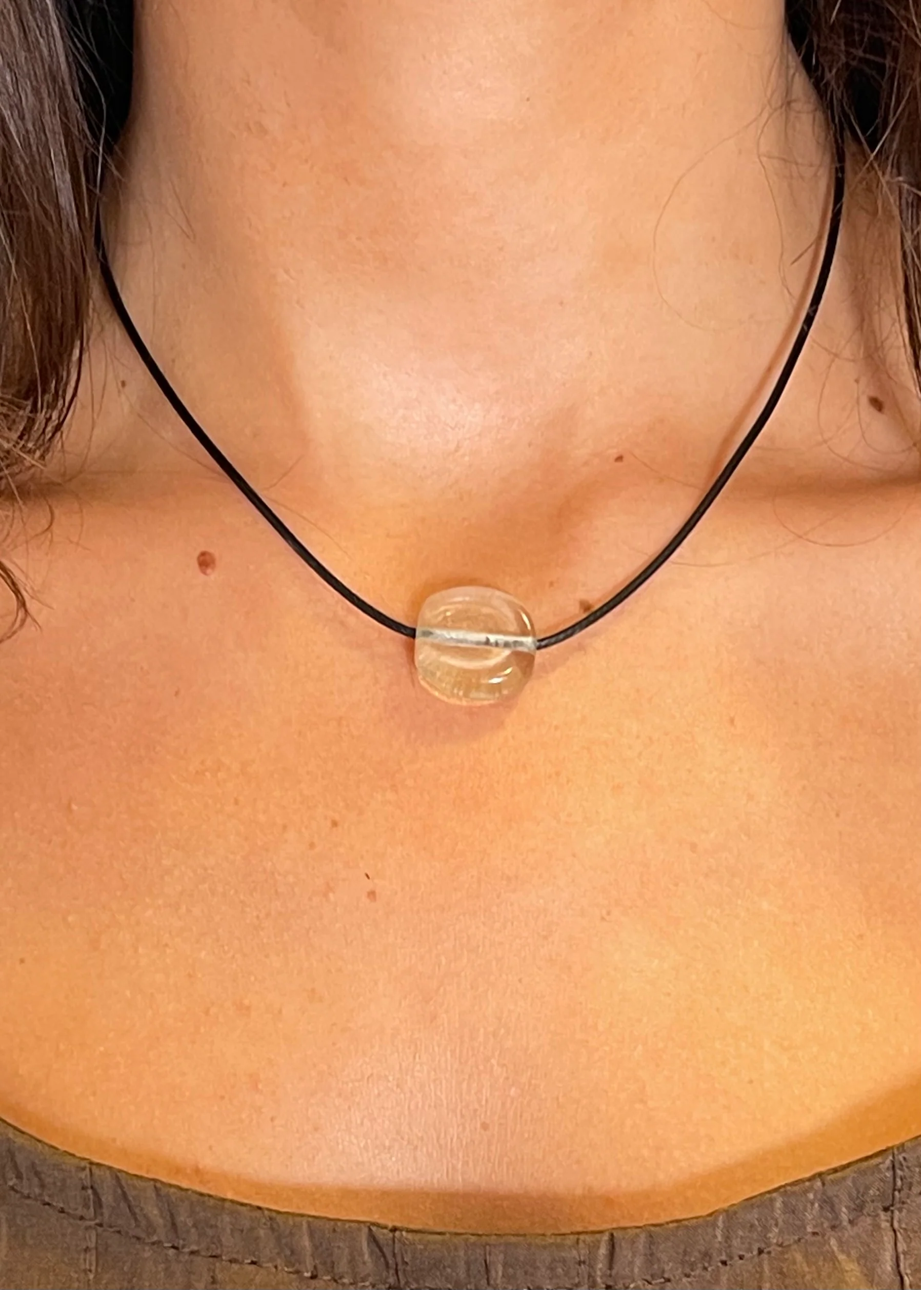 Tiny Clear Glass Circle Necklace - Image 2
