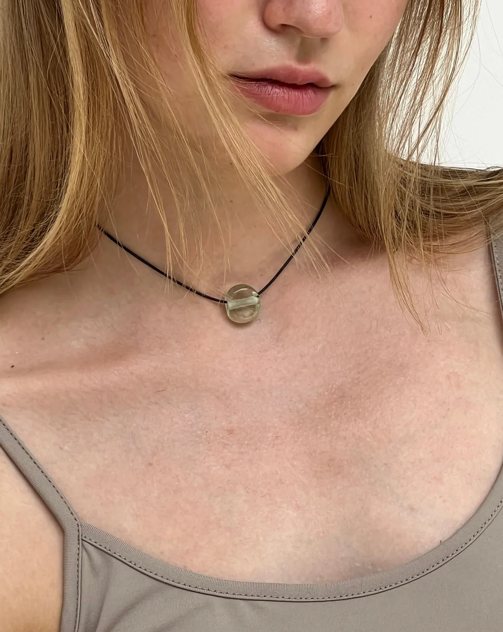 Tiny Clear Glass Circle Necklace - Image 5