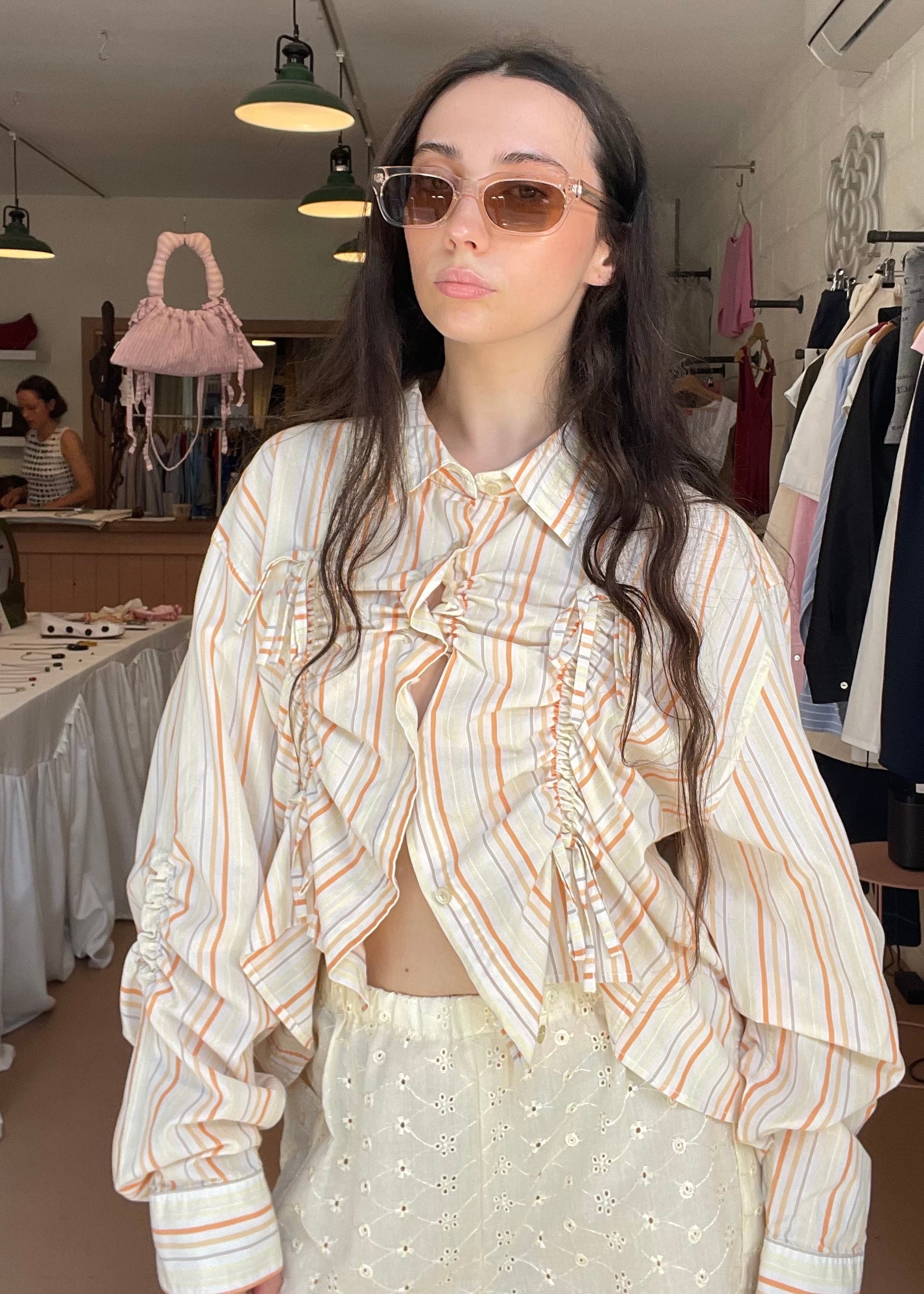 Valentines Shirt in Yellow and Orange Stripes - Image 2