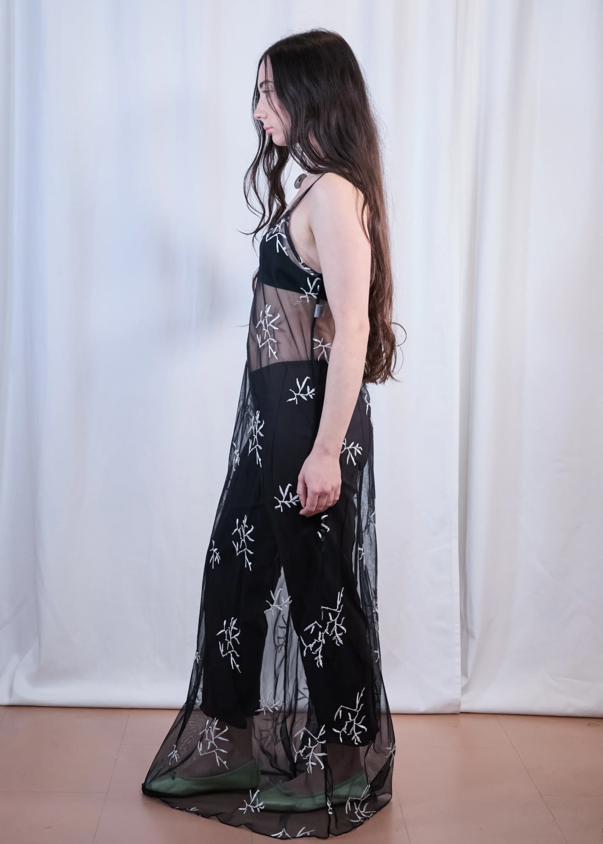 Black Flower Embroidery Maxi Dress - Image 5