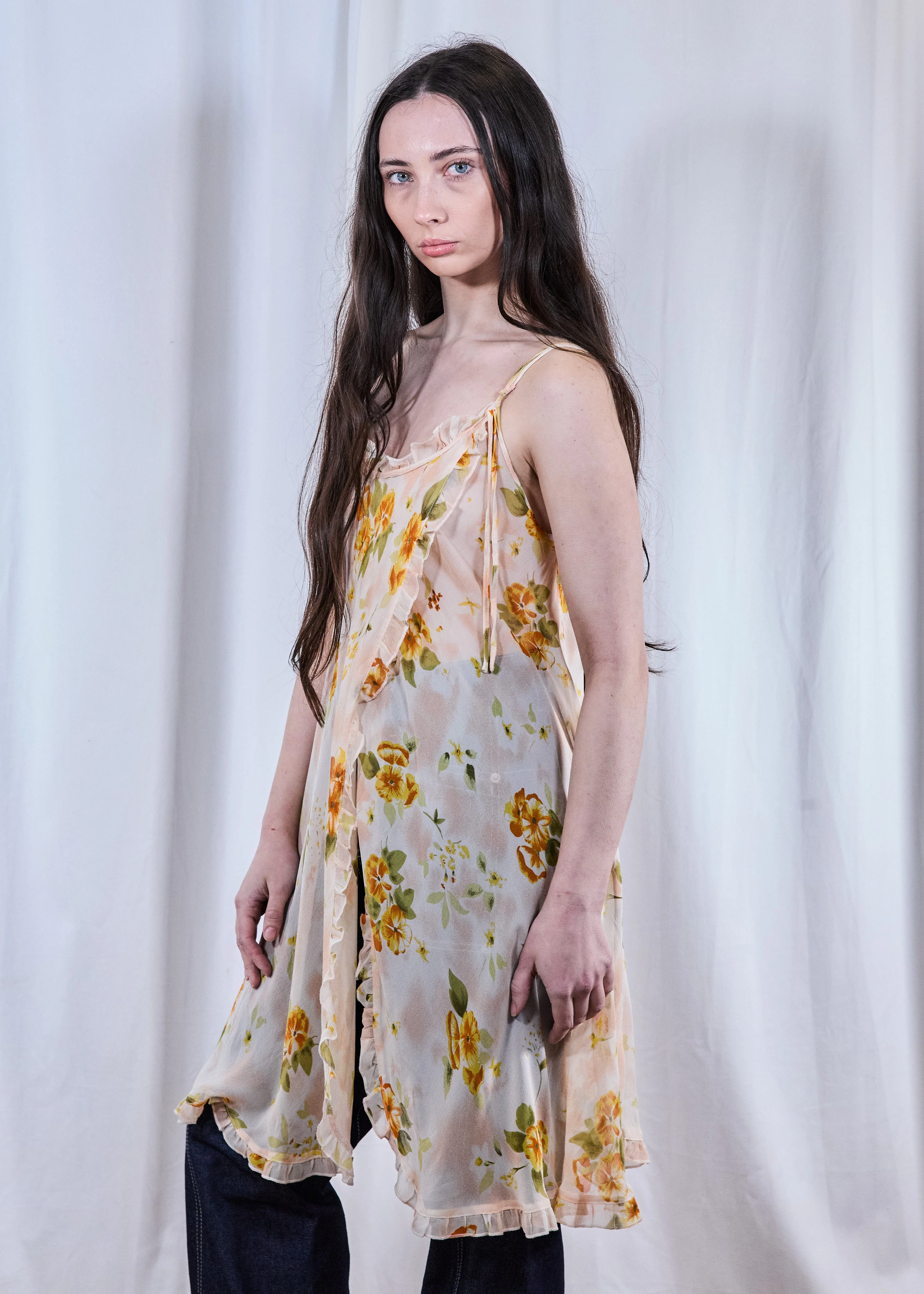 Vintage Peachy Slip Chiffon Dress - Image 6