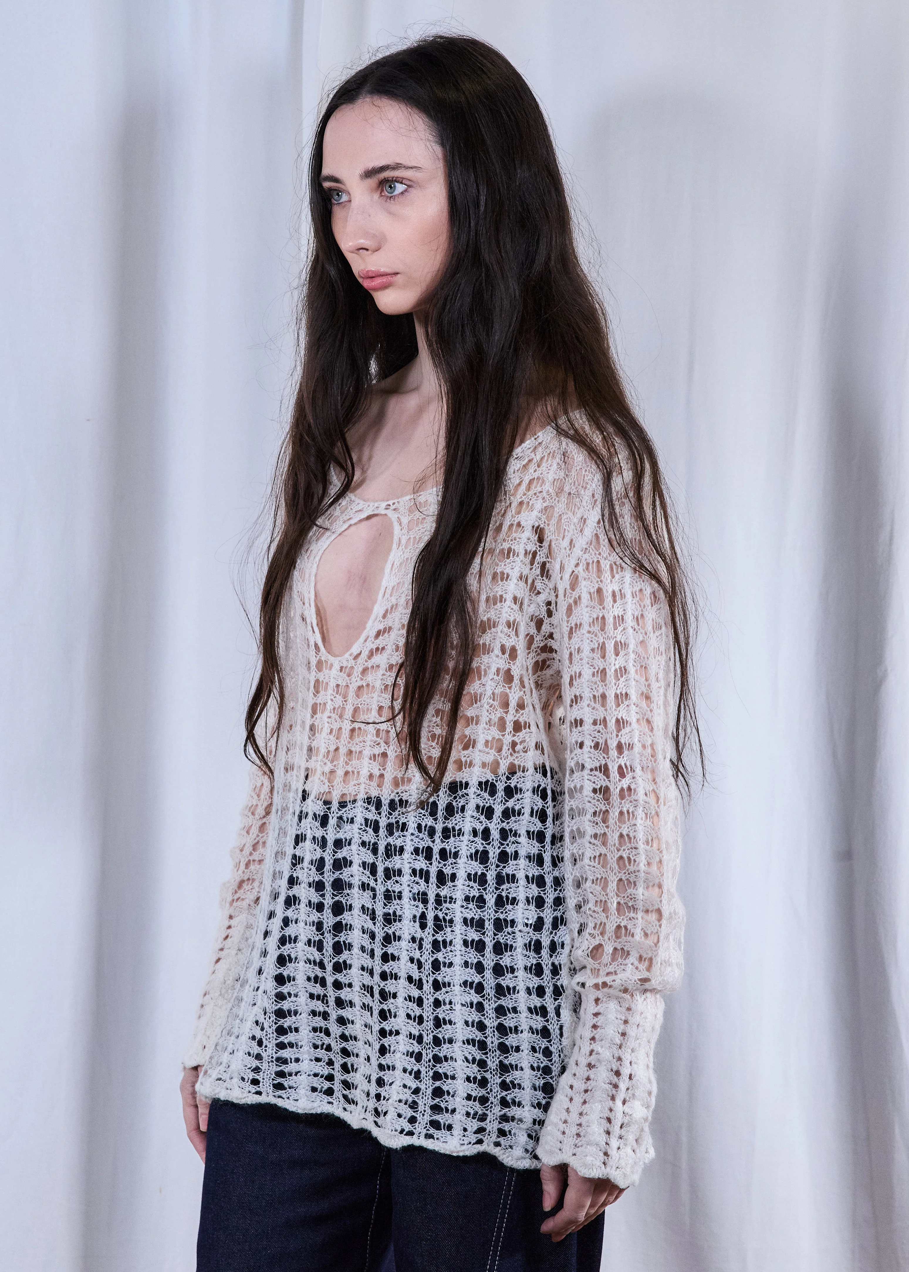 White Thin Mesh Knit Jumper - Image 2