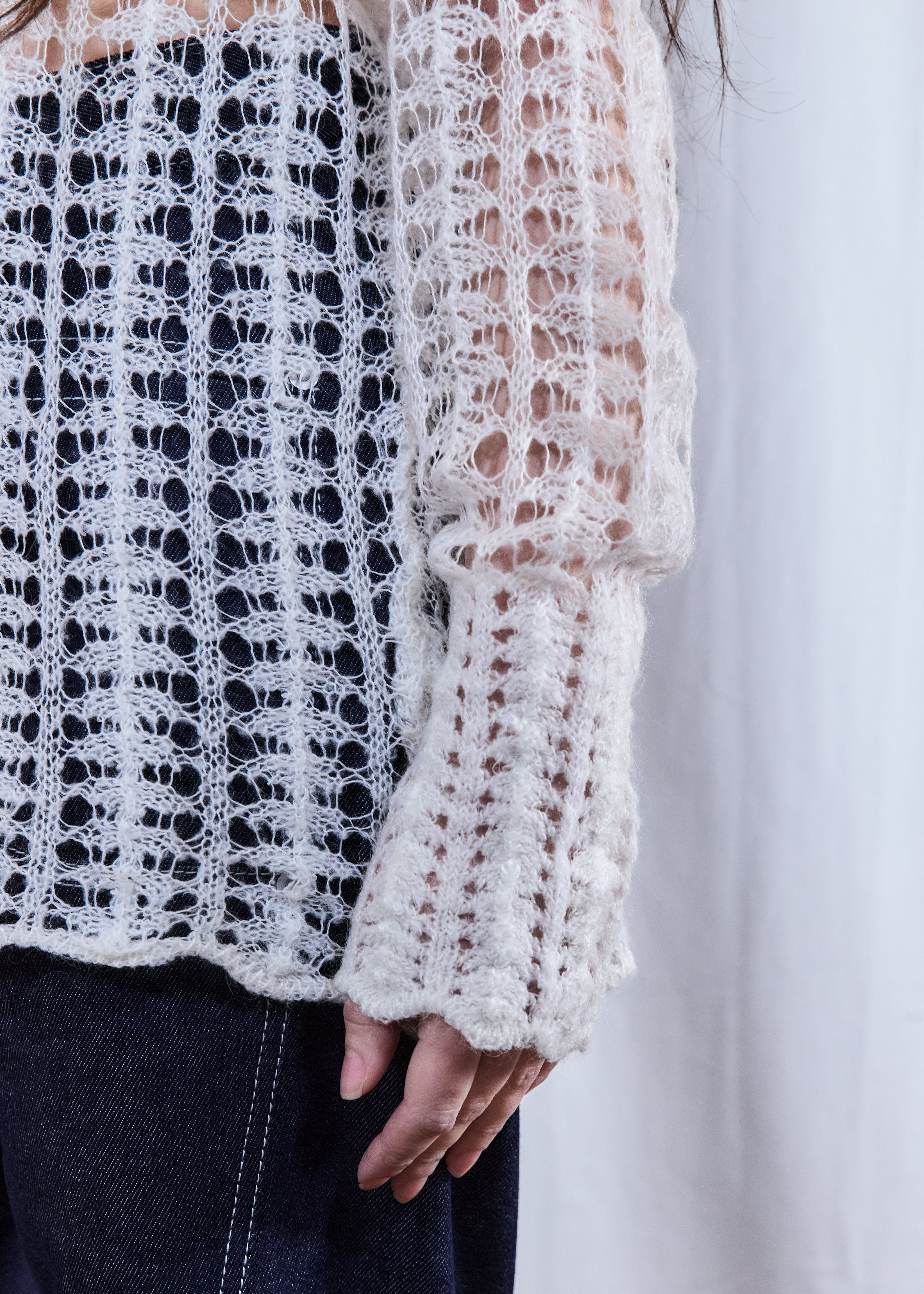 White Thin Mesh Knit Jumper - Image 4